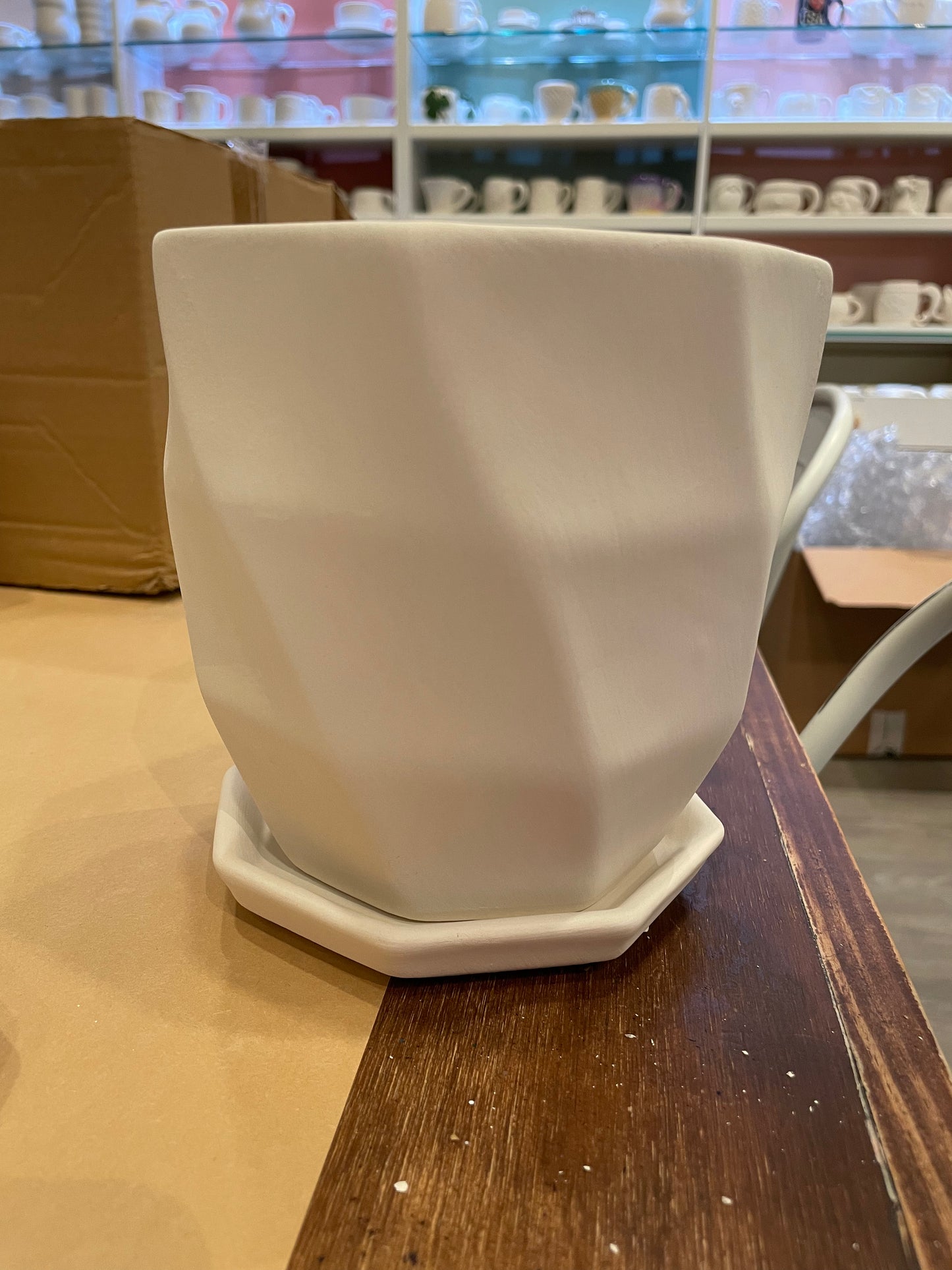 Geometric Waves Flower Pot w/ Tray