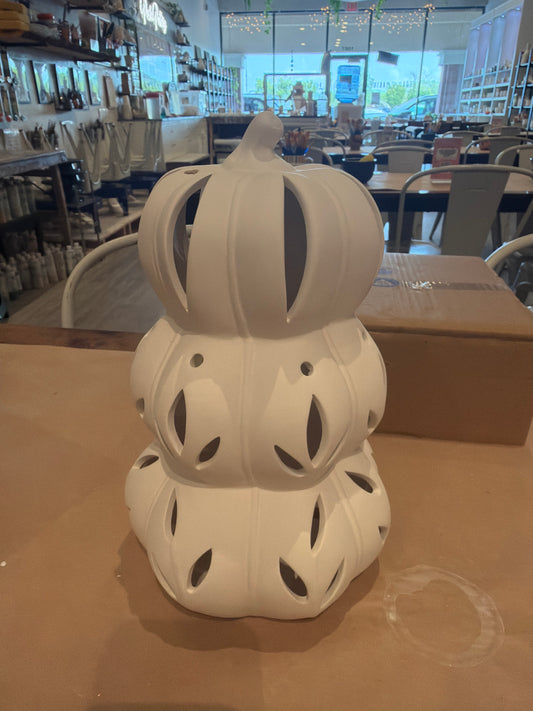 Lighted stacked pumpkin